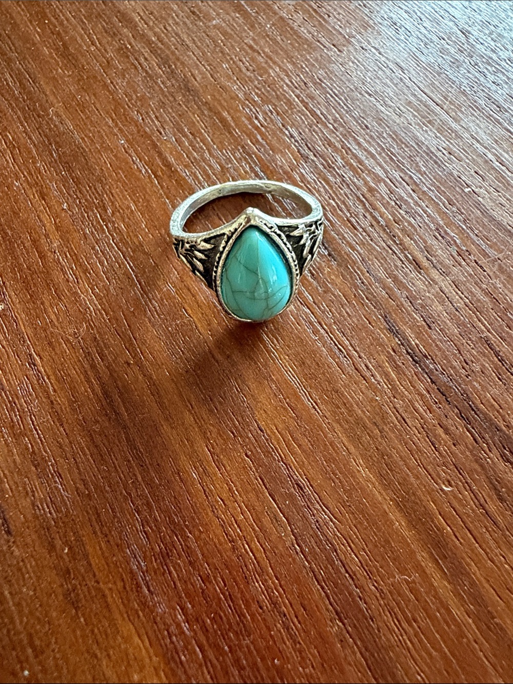 Turquoise Teardrop Silver Ring - Women Jewelry